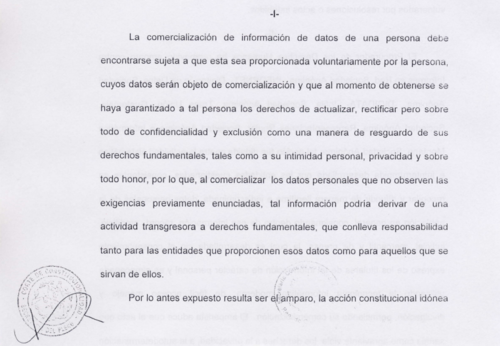 IsaSotoMayedo's tweet photo. Expediente 3552-2014 de la Corte de Constitucionalidad
"Las compañías Informes en Red, Sociedad Anónima (#Infornet); Digitación de Datos, Sociedad Anónima (#DigiData) y Trans Unión Guatemala, Sociedad Anónima que se dedican a la venta de #datossensibles deben dejar de hacerlo". https://t.co/26X4nz34HW