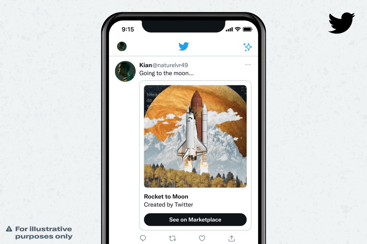 Now testing: NFT Tweet Tiles 🚀 Some links to NFTs on @rarible, @MagicEden, @dapperlabs and @Jumptradenft will now show you a larger picture of the NFT alongside details like the title and creator. One more step in our journey to let developers impact the Tweet experience.