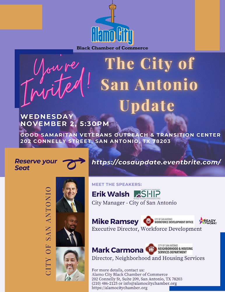 Join us and the <a href="/cosagov/">City of San Antonio</a> for the first City of San Antonio Update. This is an opportunity to interact with city leadership about issues or concerns you would like addressed.

Registration is encouraged. To learn more visit cosaupdate.eventbrite.com