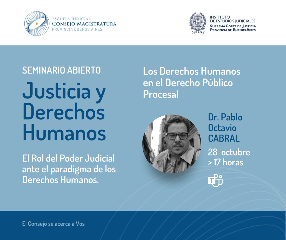 EscuelaJud's tweet photo. Organizado por el Instituto de Estudios Judiciales de la Suprema Corte de Justicia junto y la Escuela Judicial del Consejo de la Magistratura PBA
28/11, 17 hs. - Dr. Pablo Octavio Cabral
4/11, 17 hs. - Dr. Raúl Gustavo Ferreyra
Enlace de acceso: https://t.co/p2pwkt3J8D https://t.co/QqQDshXzYf