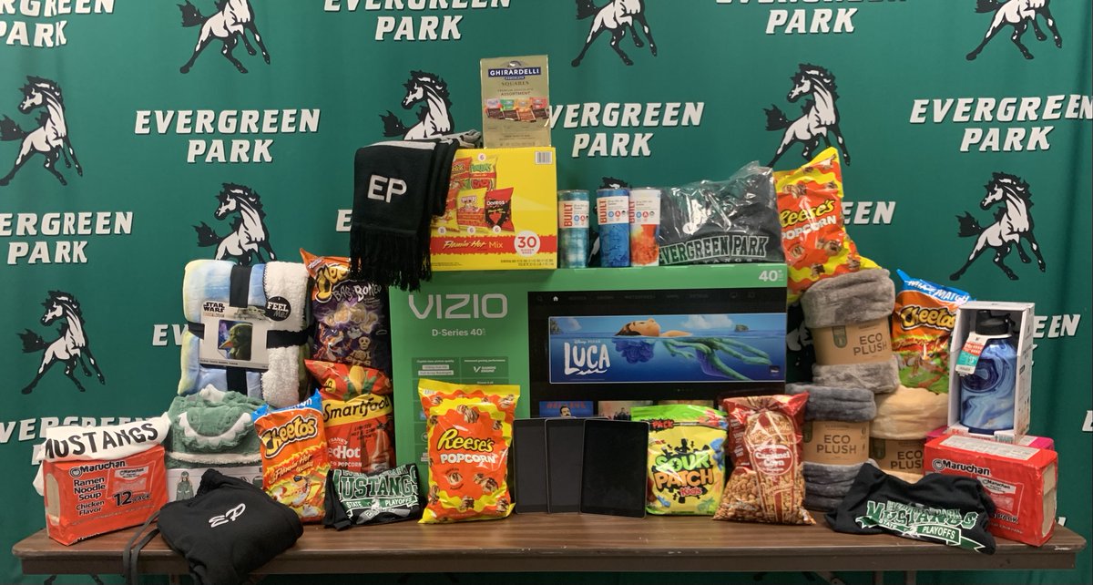 Epchs231's tweet photo. A look at some of the prizes we will raffle off during Friday's pep rally. All students wearing Mustang gear to school on Friday will be entered into the raffle. 

#GoMustangs #EPPride https://t.co/ogk9GfYOkx