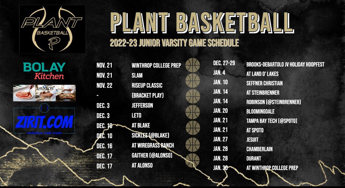 Our 2022-23 Plant JV schedule. Appreciative of the support and opportunities provided to the JV team.