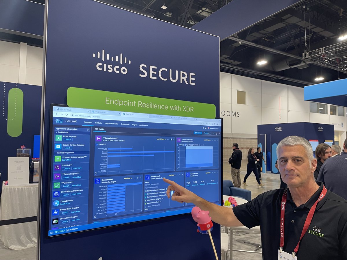 CiscoSecure's tweet image. Snorty also stopped by our #EDU22 booth for a live demo and learned about #securityresilience with #XDR!