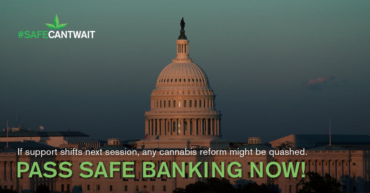 Without #SAFEBankingNOW, #cannabis reform advocates could be left completely empty-handed if support shifts in the next Congress. 
#PassSAFEActToday