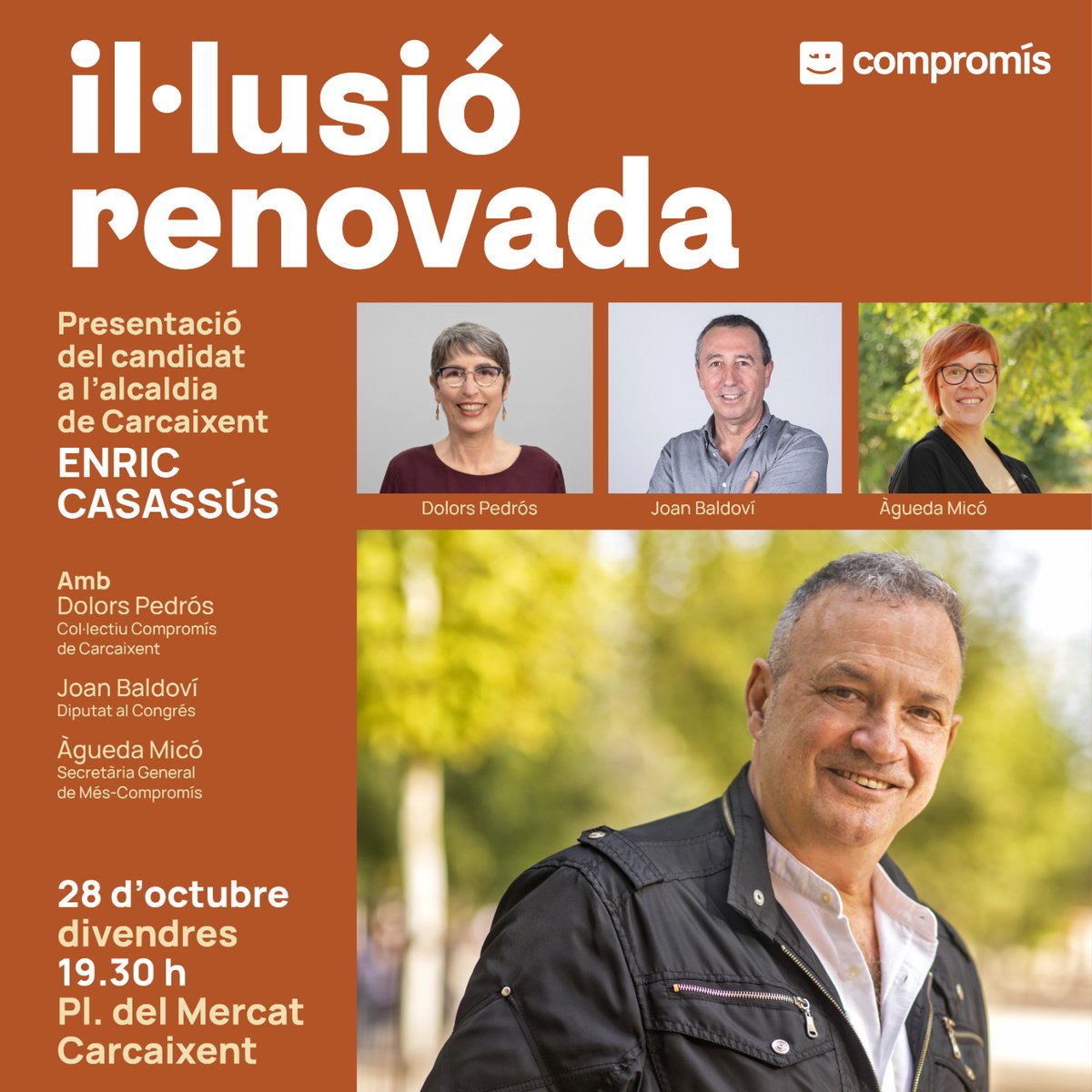 c_carcaixent's tweet photo. 📰 Enric Casassús al diari @levante_emv:

"Des del primer dia, buscaré afinitats per què el progrés és un projecte plural.

La meua prioritat, serà sumar recolzaments des de l'àmbit de l'esquerra en base a un programa"

🤗Vos esperem demà, a les 19.30 en la plaça del mercat https://t.co/Qu5c7TZooq
