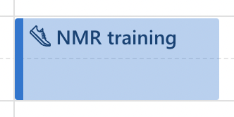 Outlook Calendar thinks NMR training is a sport. Hm, maybe it is.