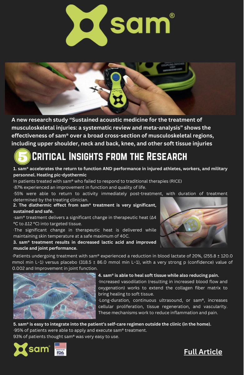samrecover's tweet photo. Here is some sam clinical research showing how sustained acoustic medicine can treat musculoskeletal injuries! #recovery #painrelief #softtissues #arthritis 
https://t.co/7t2wZxdQnb https://t.co/qiD3xpHstG
