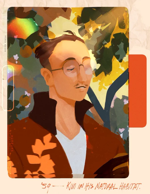 art trade with my friend,  of kim in his natural habitat [ #DiscoElysium ] 