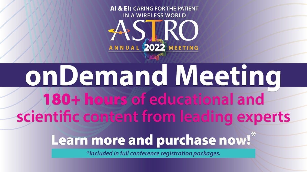 Did you know, this year #ASTRO22 attendees have FREE access to the meeting onDemand?  
Visit the ASTRO Academy to access all the recorded content from the San Antonio meeting. 
ow.ly/5mqx50LnjtN
