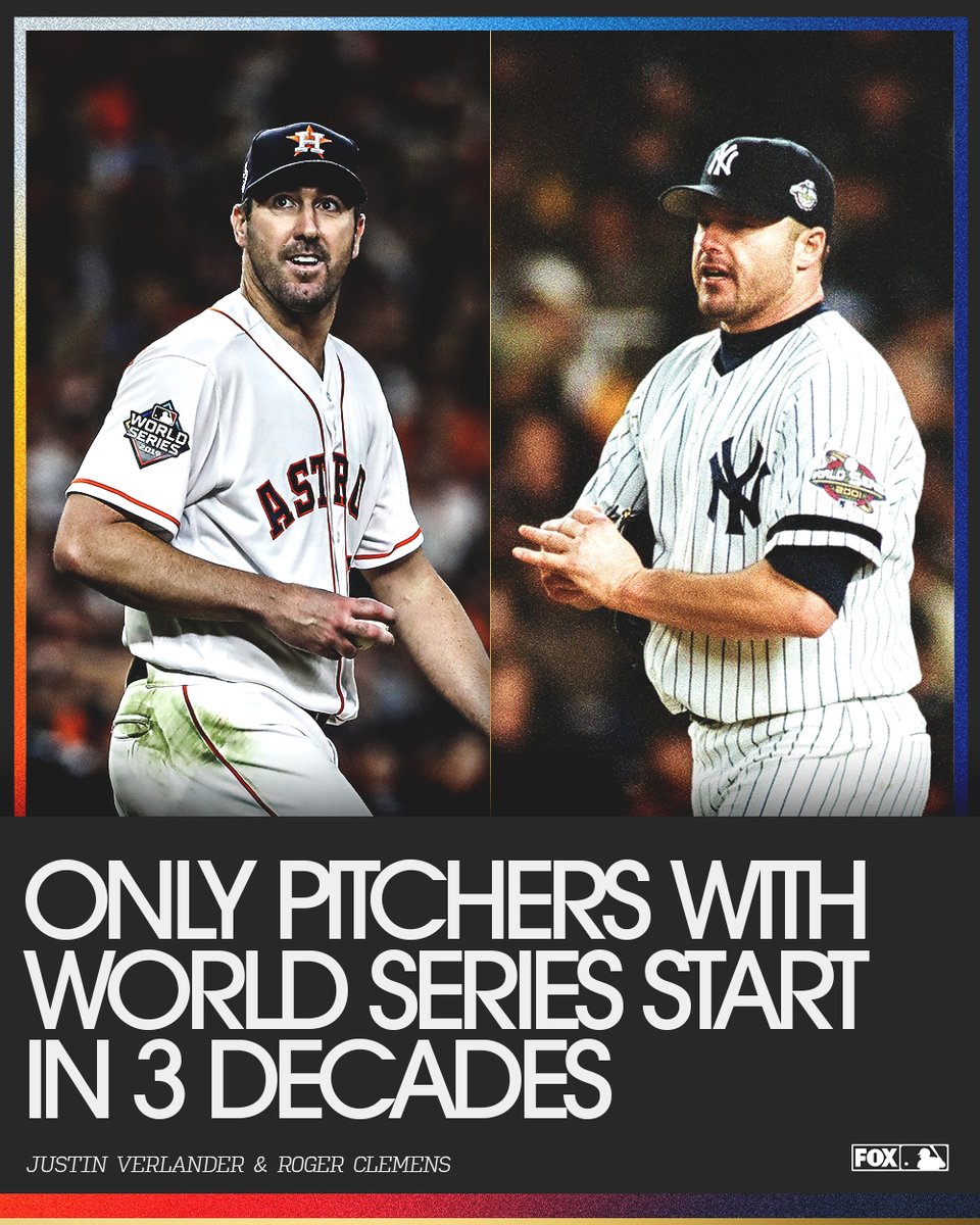 With his Game 1 start tomorrow night, Justin Verlander will join Roger Clemens as the only 2 pitchers with a World Series start in 3 different decades.

(h/t <a href="/MLBNetwork/">MLB Network</a>)