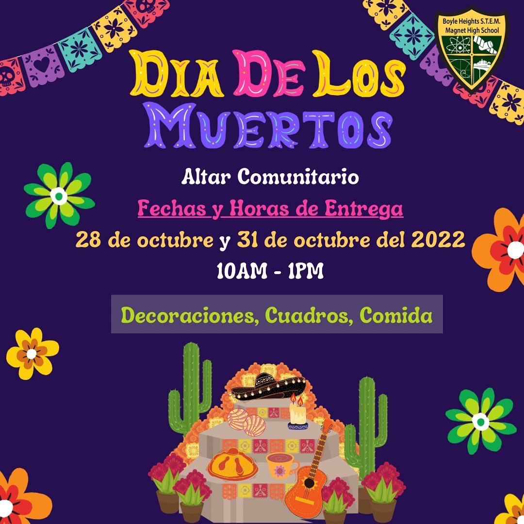 This Day of the Dead we are inviting our STEM families to join in the creation of our community altar. 🕯️ TOMORROW and on MONDAY we invite you to stop by and contribute with pictures, food, and decorations. We can’t wait to see how it turns out. 🫔🍮☕️🖼️  

 #diadelosmuertos