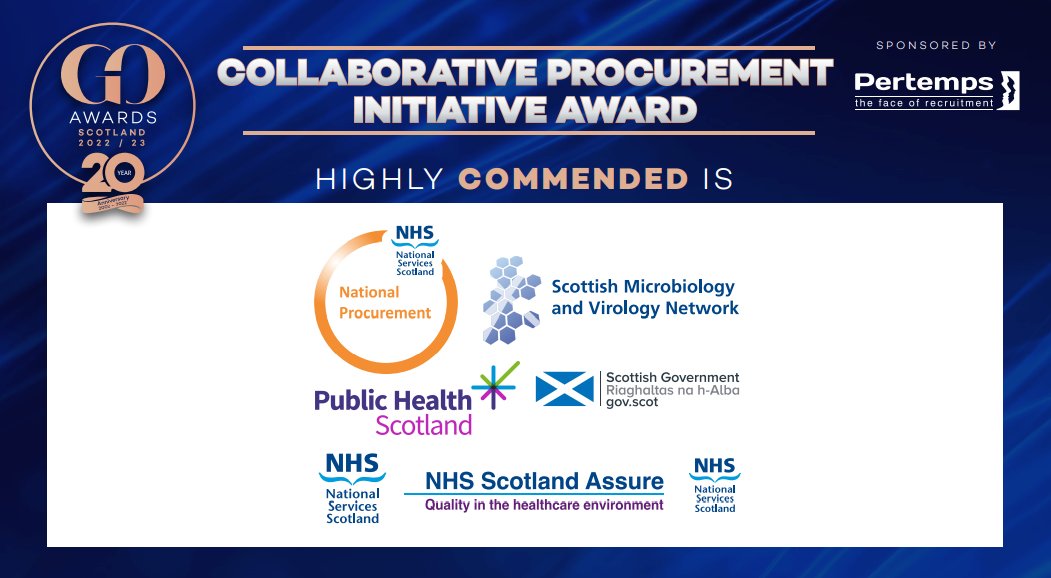 The high commendation goes to NHS National Procurement Scotland, Scottish Microbiology Virology Network, <a href="/P_H_S_Official/">Public Health Scotland</a>, <a href="/scotgov/">Scottish Government</a> Covid Testing Policy, Covid Regional Hubs, NSS Clinical Directorate &amp; NHS Assure! That was a mouthful! 😳

#GOAwardsScotland #GOAwards