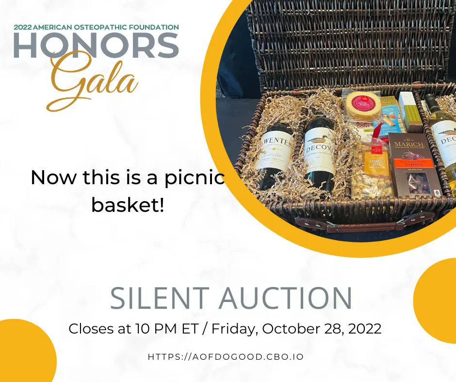 AOFDOgood's tweet photo. The 2022 AOF Honors Gala Silent Auction is open! Head over to https://t.co/UTMy0xuRs8 to register and bid on items.  #AOFDOGood #AOFHonorsGala #winetime #OMED22 https://t.co/lux2Ousp8L