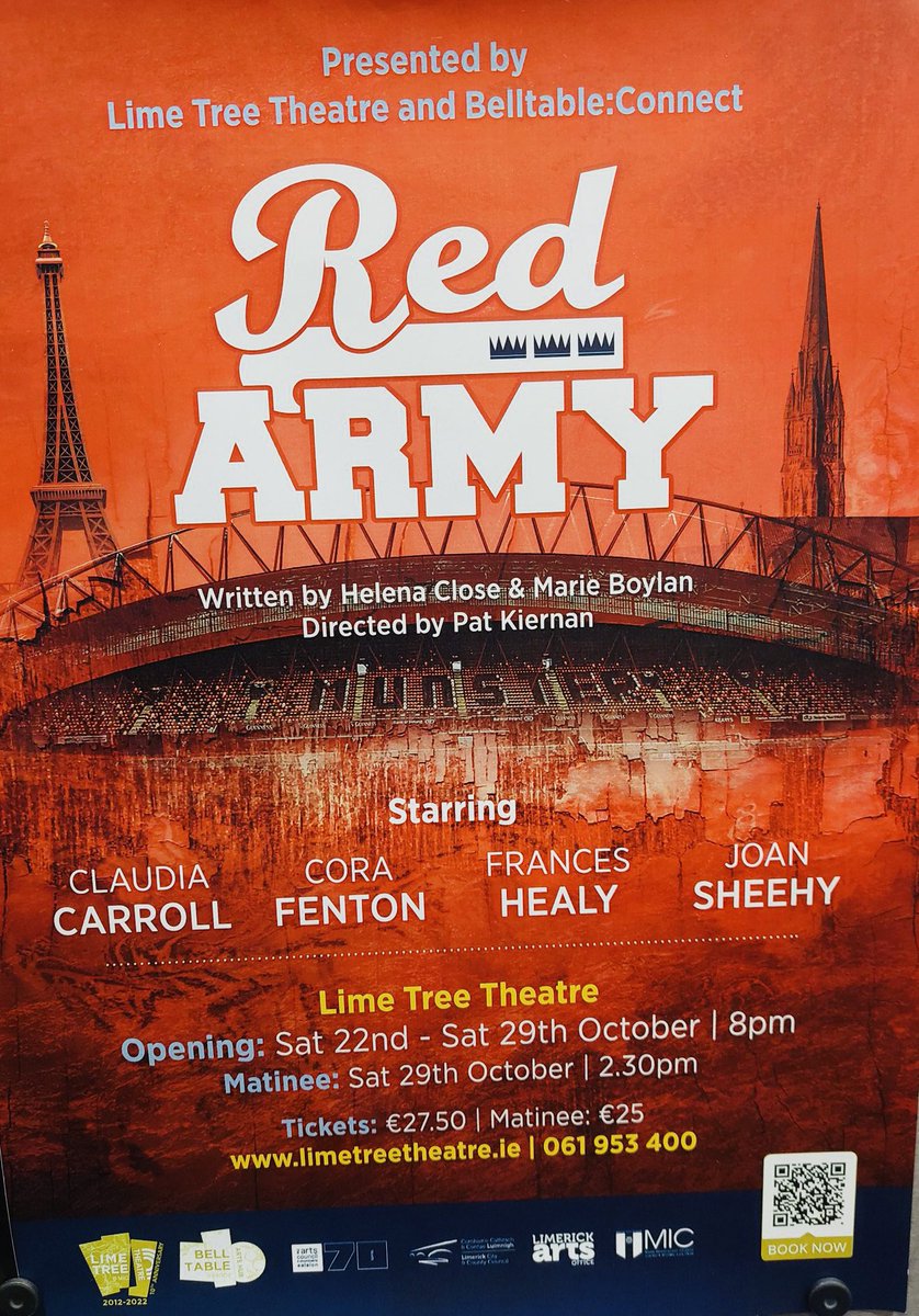 Absolutely brilliant night <a href="/LimeTreeTheatre/">Lime Tree Theatre</a> for #RedArmy, so many memories of those glorious days on the road with <a href="/Munsterrugby/">Munster Rugby</a> - so poignant and touching too. Well done <a href="/Helenaclose/">Helena Close 🇮🇪🇵🇸</a> <a href="/MarieBoylan/">Marie Boylan</a> ♥️