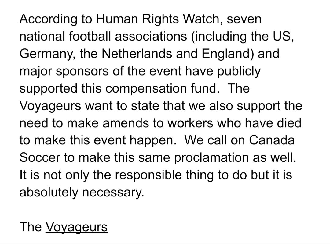 thevoyageurs's tweet image. Here is our full statement that is referenced in the article by Daniel Rouse (see our latest RT). 
#CanMNT #CanWNT/#CanXNT #PayUpFIFA