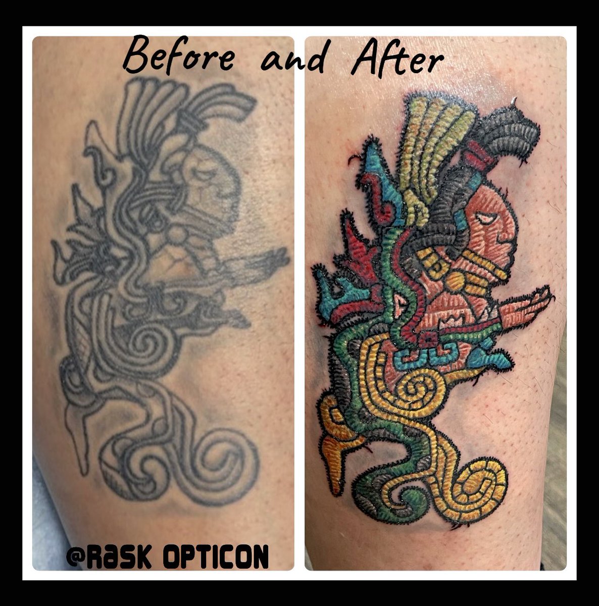 Raskopticon's tweet photo. I gave an old tattoo new life and style 😎✨ #tattoo #patchtattoo #embroiderytattoo #realistictattoo #colortattoo #colortattoo https://t.co/ImkRAlod6h