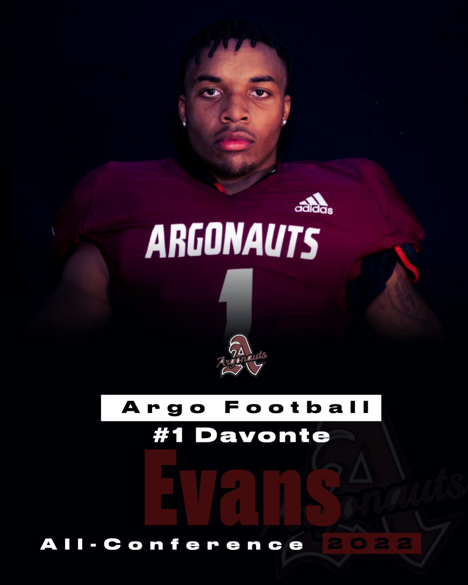 argo_football's tweet photo. Congratulations to our South Suburban Red All-Conference selections for the 2022 Season:

WR/DB: 3x Selection Davonte Evans @DavonteEvans16 
RB/DB: Johnathan Walker @JohnnyWalker014 
OL/DL: Cristian Correa @CristianC16_ 

#BuildtheShip | #IAMARGO https://t.co/i6ScY4IJcy