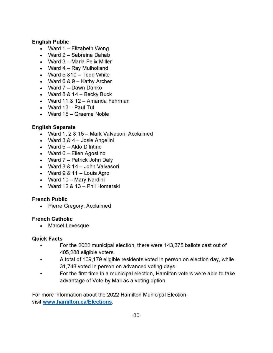 City of Hamilton on Twitter "Hamilton’s 2022 official election results