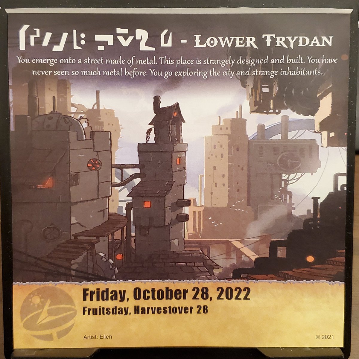 midashand's tweet photo. "Great, mechanical beings.... of course they won't have any food. *sigh* Let's get some rest."

-19g Rest &amp; retainers
-10g Combat Tonic
-20g Dragon's Fire x2

"Gods, this city is going to make me sick...." [6]

#ttrpg #QuestCalendar @SundialGamesLLC https://t.co/aCwrZUMptQ