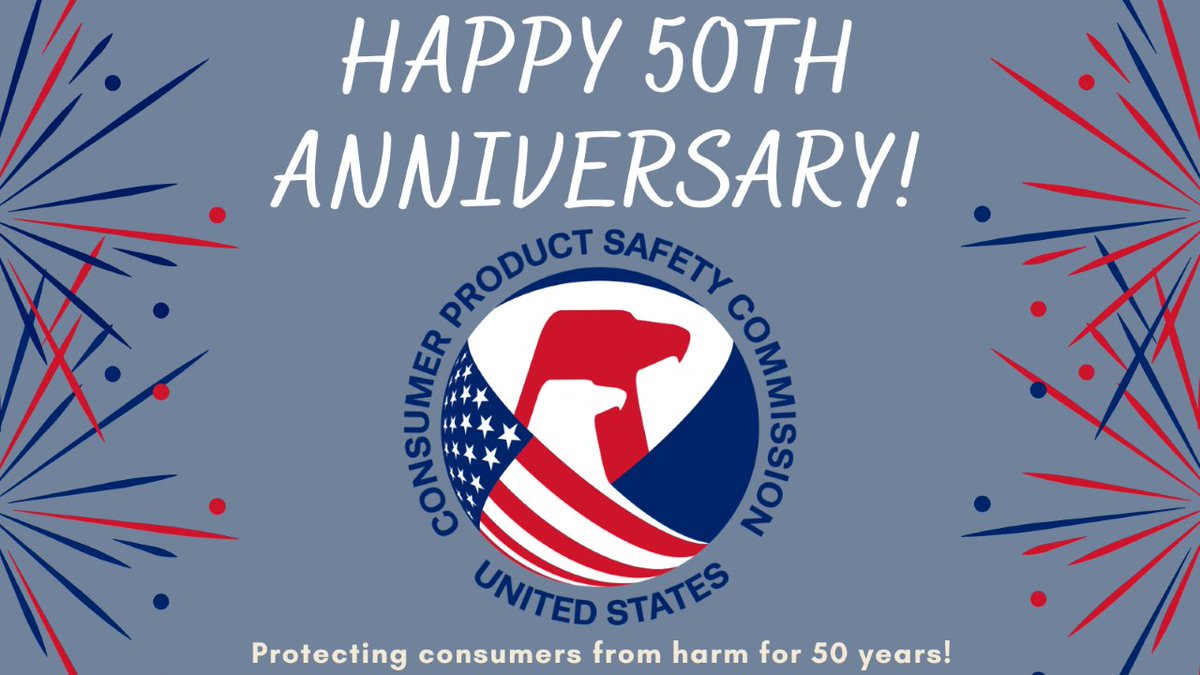 kidsindanger's tweet photo. Happy 50th Anniversary @USCPSC! Thank you for keeping consumers safe since 1972. #CPSC50
Read our blog on the history and importance of the agency: https://t.co/Gc4iKj5KrH https://t.co/xdK8wyqDOE