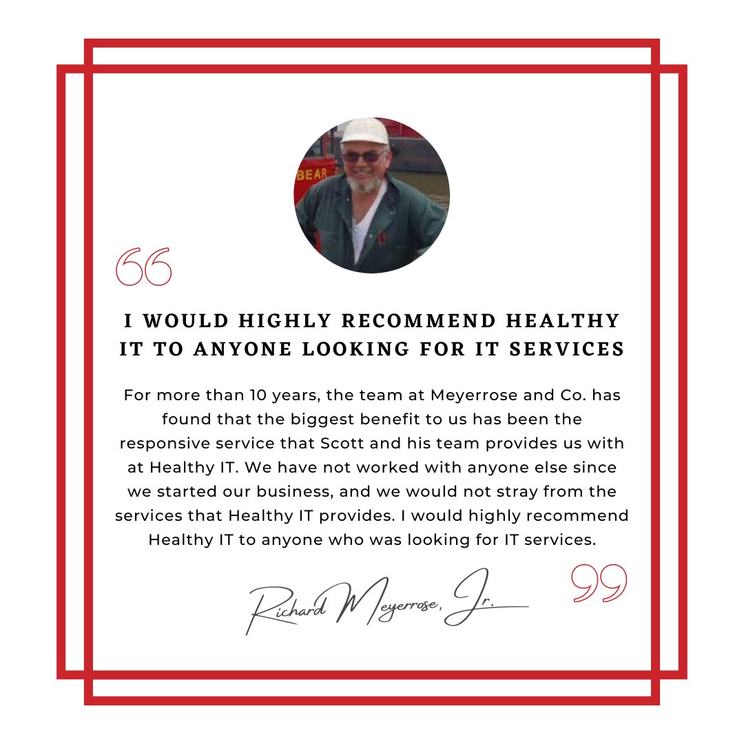 HealthyITinc's tweet image. We are so appreciative of the kind words, Richard! 

It&apos;s loyal clients like you that make Healthy IT what it is today, we couldn&apos;t do it without you!

#TechTestimonial #TestimonialThursday #ClientTestimonial
