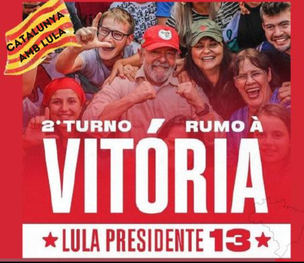 Per Brasil, per Amèrica Llatina i per la humanitat, des de Catalunya, també cridem a fer #ForaBolsonaro.
Fes la teva piulada de suport amb els coixinets #CatalunyaAmbLula #ForaBolsonaro 

A la teva piulada, pots: Gravar un vídeo i/o  imprimir el cartell i fer-te una foto amb ell.