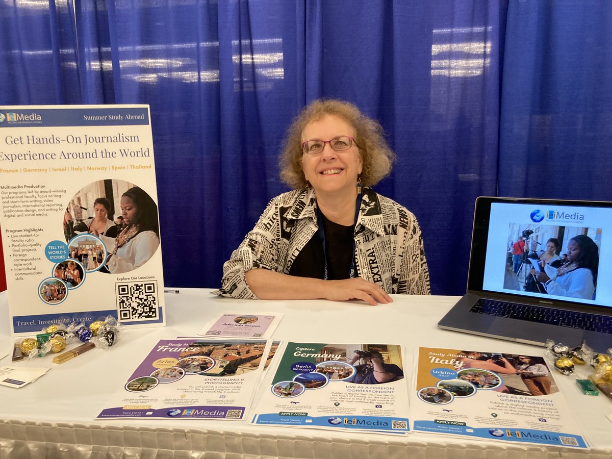JourProf's tweet image. It's been fun to meet with students at #mediafest22 to chat about @ieiMedia's journalism #studyabroad programs like the one I'll be leading in France this summer. ieimedia.com/arles. Word on the street is we have the best candy in the exhibit hall. Please drop by. @acpress