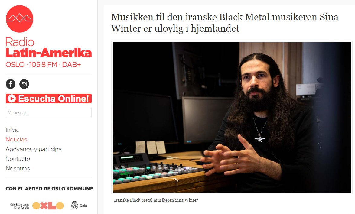 SinaWinter's tweet photo. 🔸 A few months ago I visited @RadioLatAmerika Radio Latin-Amerika studio in Oslo for an interview & now it's out! 🤘 You can check it out here:
https://t.co/5QGMWsSTSj
🔸 Thanks to Monica & Halvard for the support! 🍻
#blackmetal #fromthevastland #sinawinter #interview https://t.co/D6xIXf44Ih