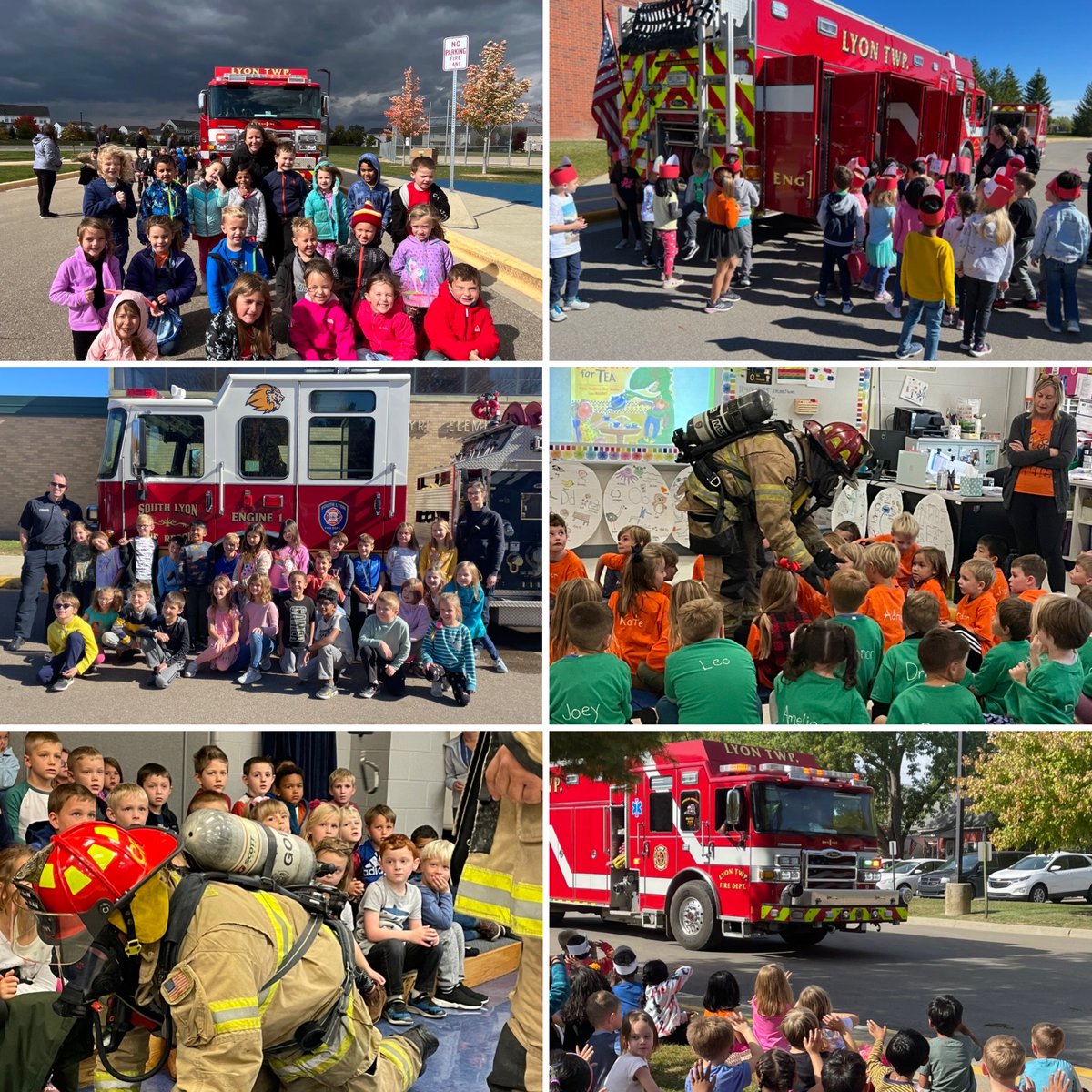 ReadySlcs's tweet image. Happy National First Responders Day and a huge THANK YOU to our four local fire departments that visited our elementary schools this month to discuss fire safety, as well as what it means to be a fire fighter! @SouthLyonFD @Greenoakfire Lyon Township FD and Salem FD