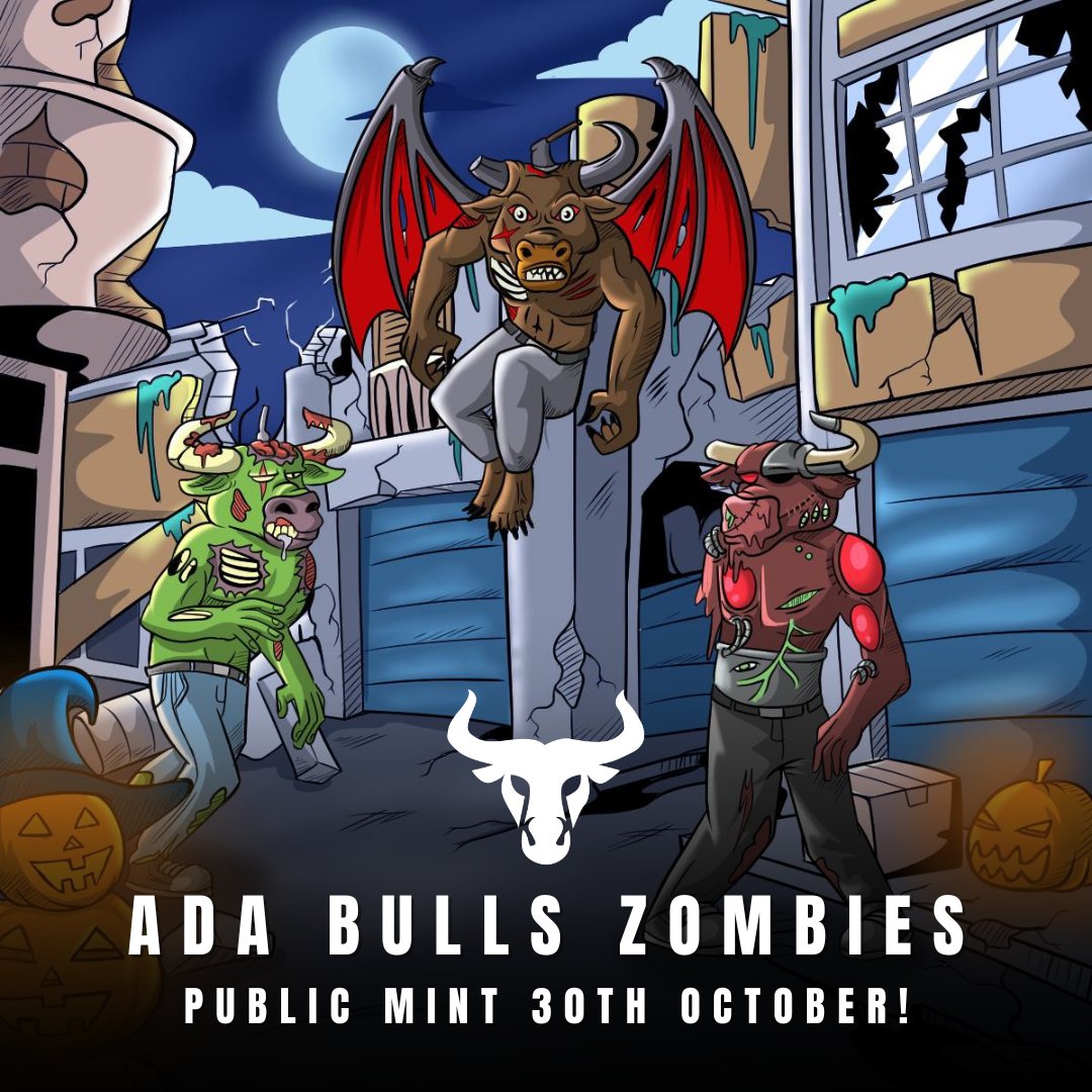 📆 29th October AdaBullsClub &amp; AdaBulls Army Holders, 24hours duration, starting at 6 PM UTC
Mint price 15 $ADA per NFT

📆 30th October Public mint, Mint price 20 $ADA per NFT - starting at 6 PM UTC

#CNFT #CNFTs #CARDANO