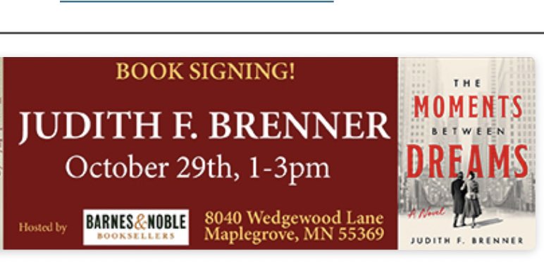 WriteEdit4U's tweet photo. Please Visit @BNMapleGrove Sat. 1-3 pm in the Twin Cities for a signed copy of The #MomentsBetweenDreams #HistoricalFiction #authorevent #booksigning #readerscommunity #mnauthor https://t.co/U8ePo3DryL