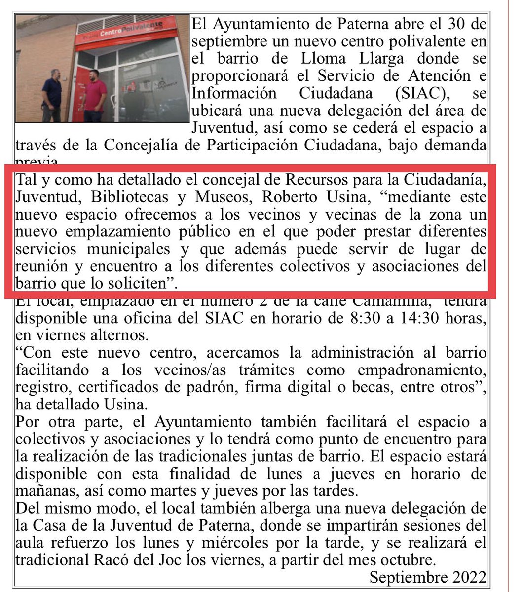 Asociación Vecinal Lloma Llarga Valterna tweet media
