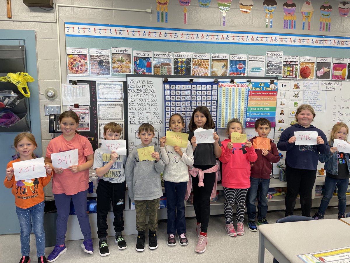 Today we practiced ordering numbers between 0 and 1000 and justifying why the given numbers were placed where they are.