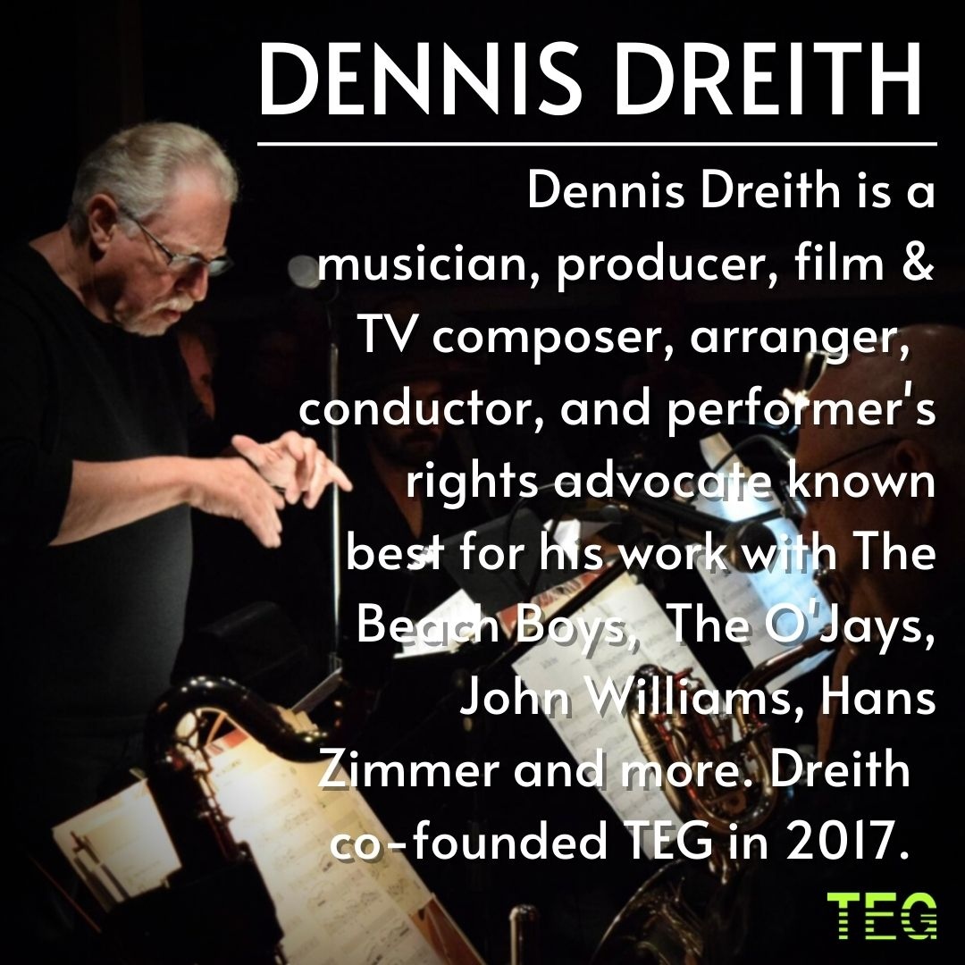 TransparenceEnt's tweet photo. This week's client TEG is on Dennis Dreith! Dreith is a cofounder and chairman of TEG, known for his work as a musician, producer, composer, arranger, and conductor!

Looking for representation or have unclaimed royalties? Click the link in bio and tap "apply!" https://t.co/0y2ZTId7oK