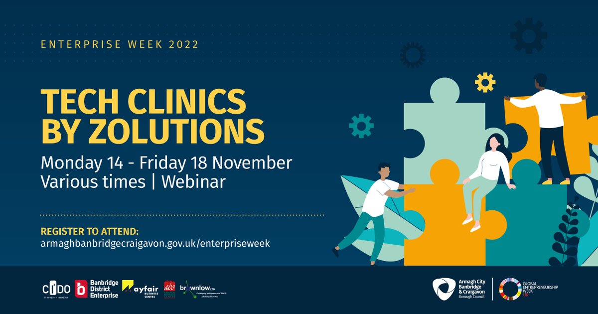 abcb_council's tweet photo. Get free #tech support from #zolutions as part of this year's #EnterpriseWeek. Clinics will run *all* week offering advice on topics like bespoke #software, #machinelearning #artificialintelligence systems &amp; lots more!

ℹ️ More info and to book here: https://t.co/6Fa7SEvt8J https://t.co/dXPuLCHiuP