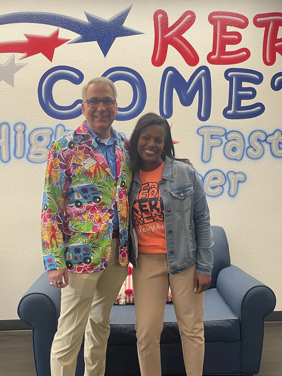 School Board Trustee, Kevin Cameron, came dressed to impress to support our Kerr Comets bright future for Red Ribbon week!!❤️🐾💙🎀