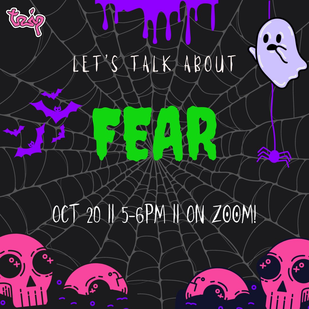 We're hosting a casual zoom-in chat about fear in just an hour! Click through to the Facebook event for access to the zoom link to join us! :) &lt;3 fb.me/e/49vd5BpyR