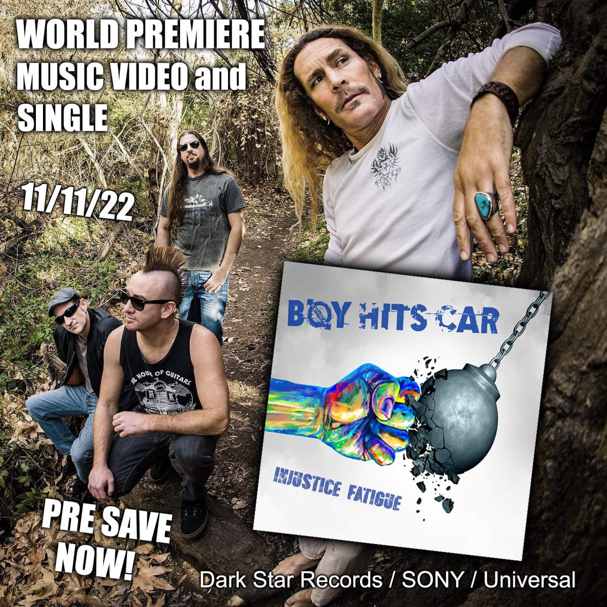 DARK STAR RECORDS (@darkstarrecords) on Twitter photo WORLD PREMIERE MUSIC VIDEO and Single for the song INJUSTICE FATIGUE by Boy Hits Car will Launch on 11/11/22 Pre Save the Single Now @ orcd.co/injusticefatig… <a href="/BoyHitsCarRocks/">BoyHitsCar</a> #boyhitscar WORLD PREMIERE MUSIC VIDEO and Single for the song INJUSTICE FATIGUE by Boy Hits Car will Launch on 11/11/22 Pre Save the Single Now @ orcd.co/injusticefatig… <a href="/BoyHitsCarRocks/">BoyHitsCar</a> #boyhitscar