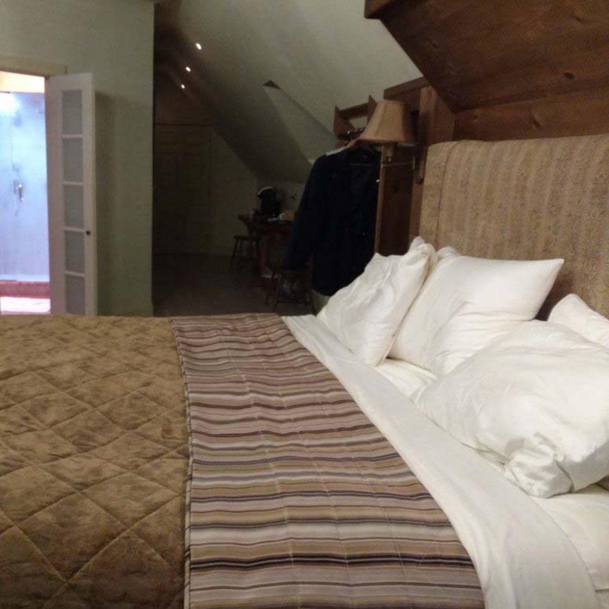 A large, comfortable bed will have you and your loved one feeling like you're sleeping on clouds.