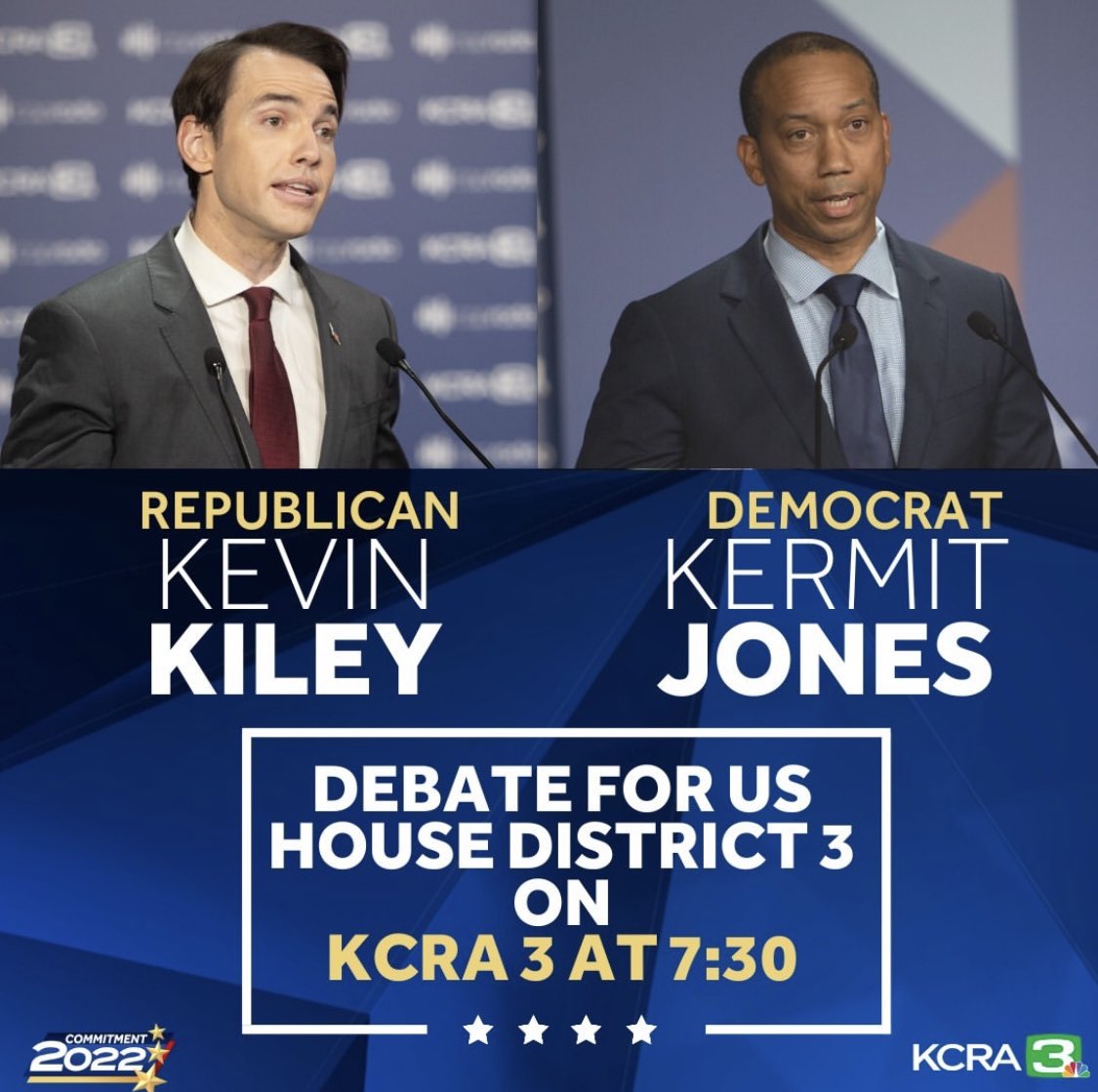 Debate night at @kcranews! Tonight at 7:30 @KCRAEdieLambert and @CapRadioNews are hosting a live debate for Democrat Kermit Jones and Republican Kevin Kiley, candidates for the 3rd Congressional District. #Debate #Midterms
