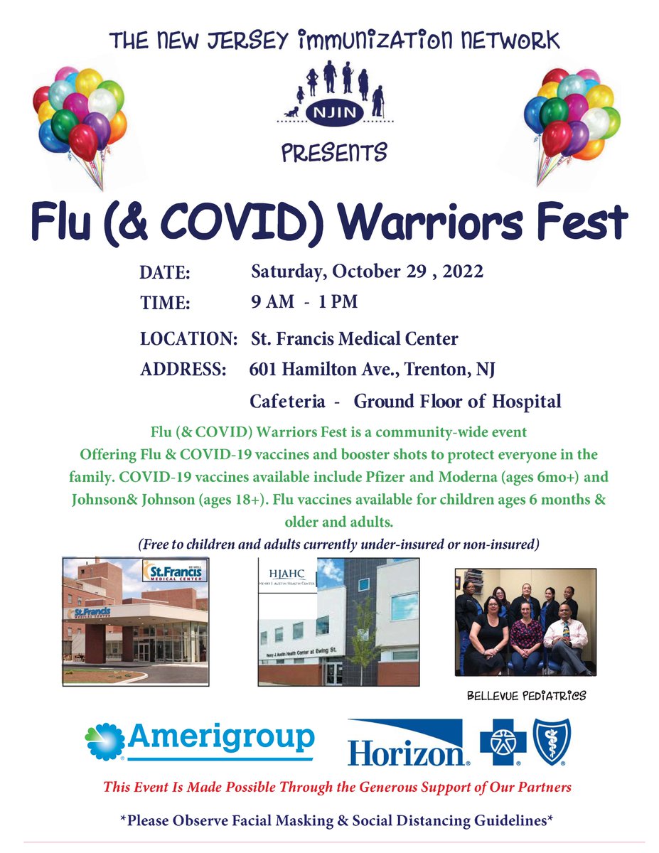 immunizenjnow's tweet photo. Join the NJIN team and our friends at @StFrancisTTN, @HJAHC, and Bellevue Pediatrics as we #FightTheFlu!

This FREE community flu, and COVID, vaccine clinic is open to the public, and no appointments are necessary. https://t.co/mzAcIdD0Lz