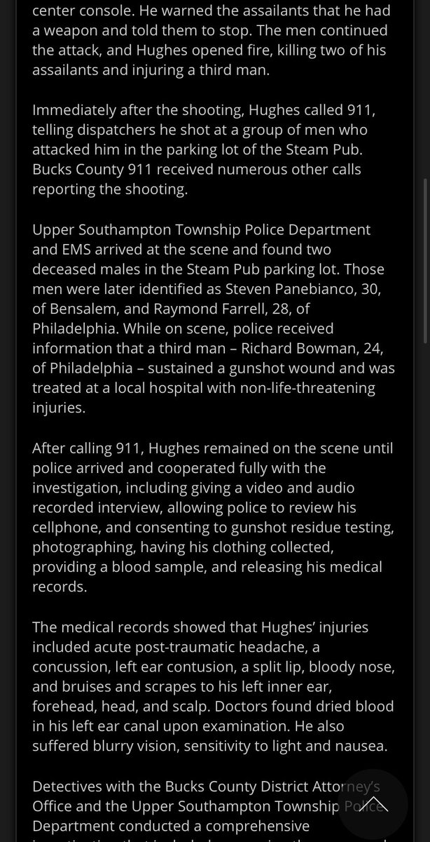 KeeleyFox29's tweet photo. No charges being brought against 21 year old man who shot &amp; killed two men&amp;wounded third man in parking lot of Steam Pub in Southampton October 7th.  Bucks County District Attorney says the deadly shooting was “justified” saying shooter was “pummeled” by the 3 men. @FOX29philly https://t.co/M0iu3gqpxz