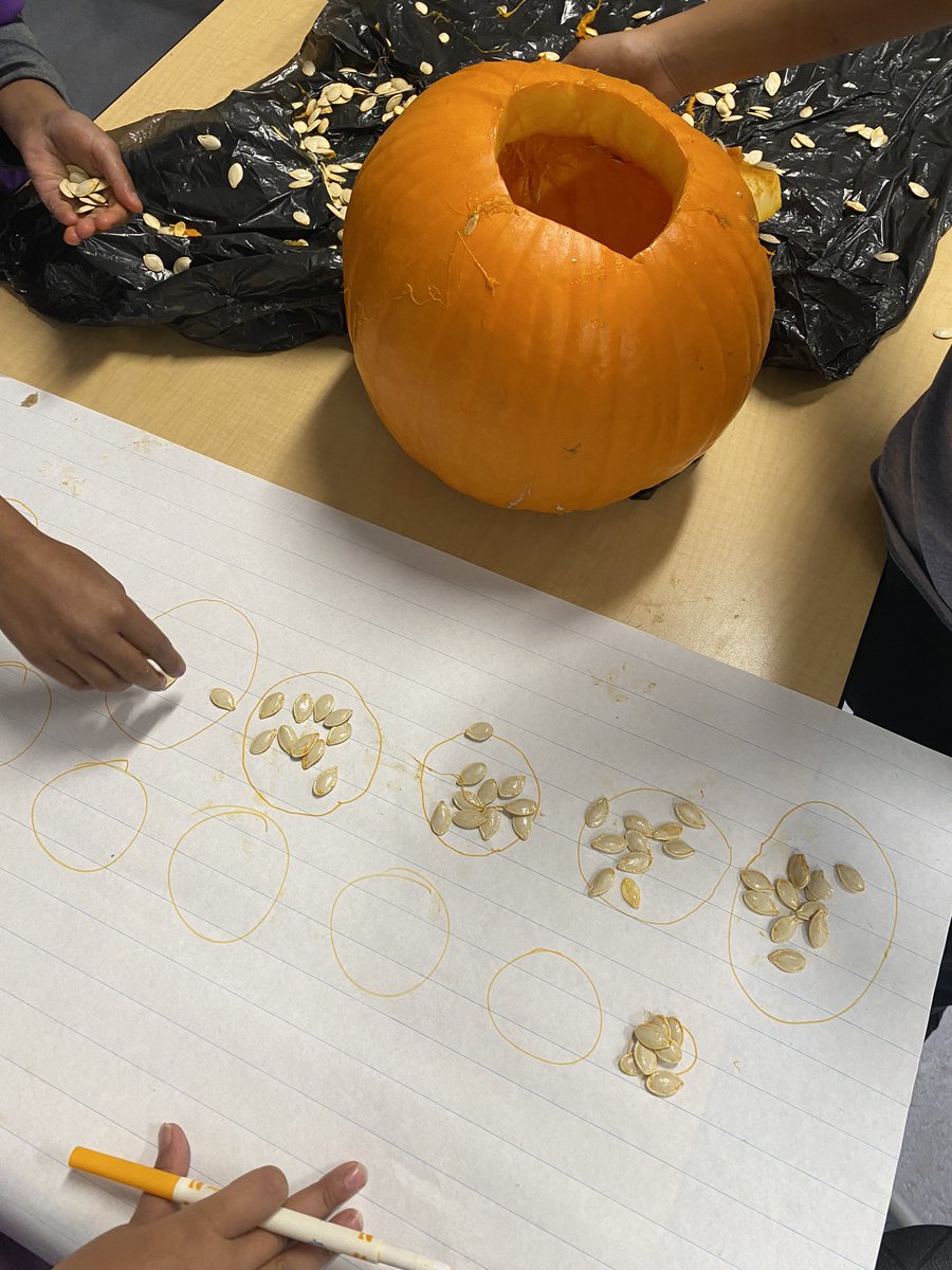 Make it messy Thursday! We started a pumpkin craft using a balloon, string and glue. We also estimated how many seeds were in a pumpkin and then counted them. Ask me what strategy I used to count all the seeds. <a href="/HABschoolCBE/">HughABennettCBE</a>