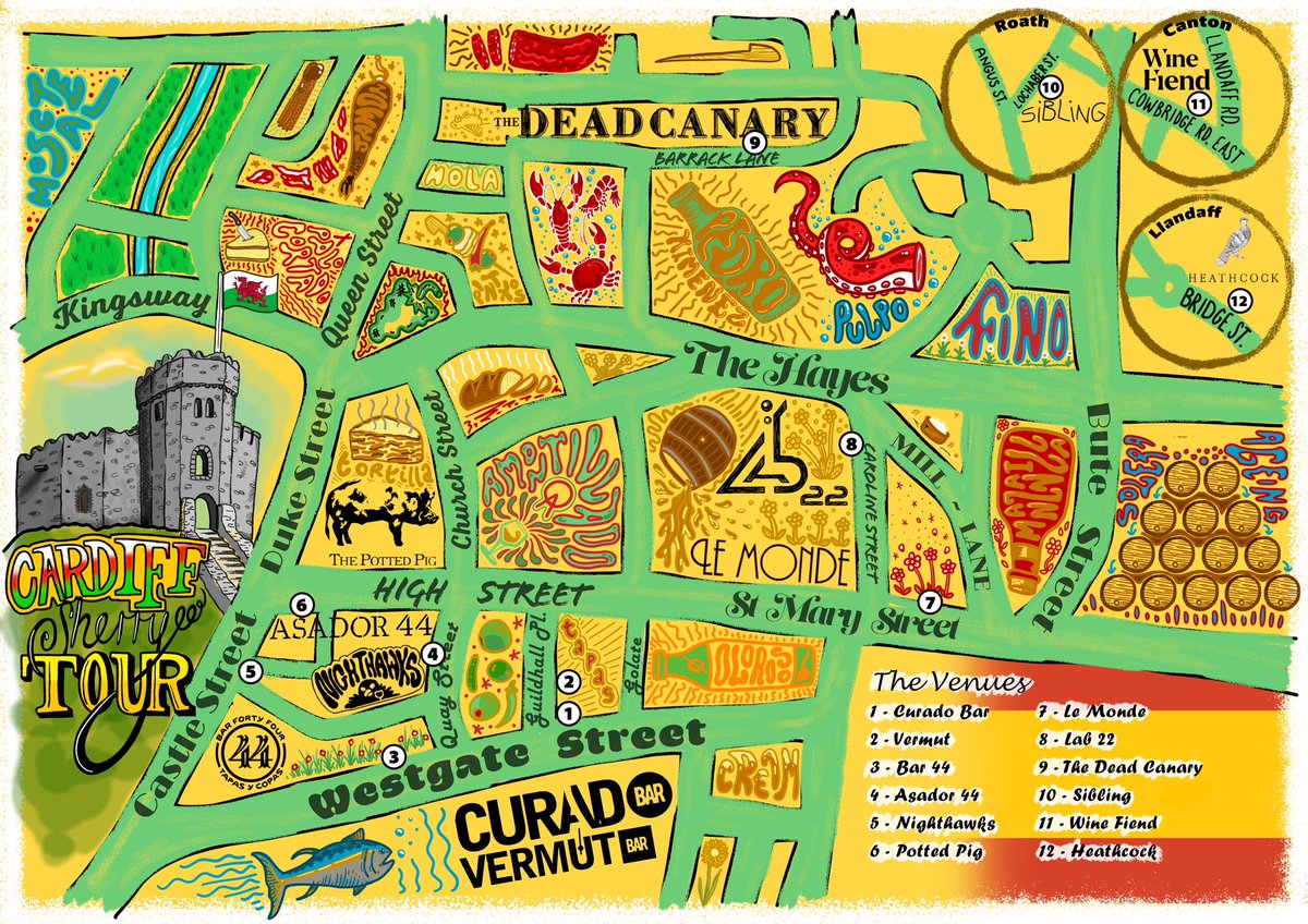 We have mapped the whole thing out for you, all you need to do is enjoy it!
Follow this treasure trail of Cardiff’s favourite indie bars and restaurants to find yourself a taste of Sherry by-the-glass, mixed into cocktails, paired with creative recipes, and in special dishes.