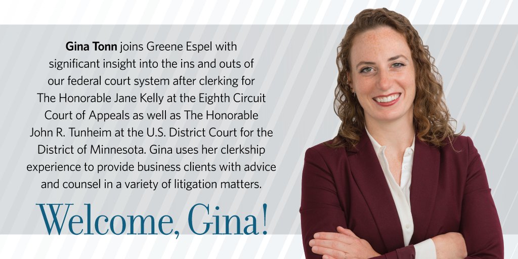 Meet Gina Tonn, one of the newest members of the Greene Espel team, who joins the firm with significant insight into the ins and outs of our federal court system. We are thrilled to welcome her to the firm! Learn more below. #deliberatelydifferent greeneespel.com/people/ginatonn