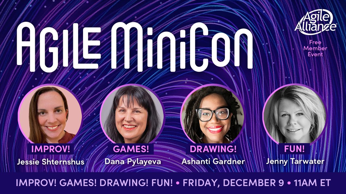 We're hosting a Fun Buffet of content at #AgileMiniCon with sessions exploring #Agility via improvisation, games, visual scribing, and more with @TheImprovEffect, @DanaPylayeva, Ashanti Gardner & @JennyKCMO followed by Q&As and after-party networking!

agilealliance.org/agile-minicon-…