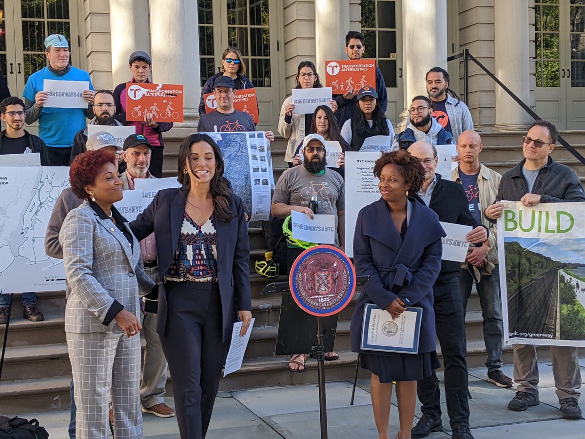 The bill to create the citywide greenway plan passed the NYC Council today! So much thanks to @CMCarlinaRivera, @CMBrooksPowers, @CMMercedesCD46, and the full Council, and everyone in the #greenways4NYC Coalition for leading the way!