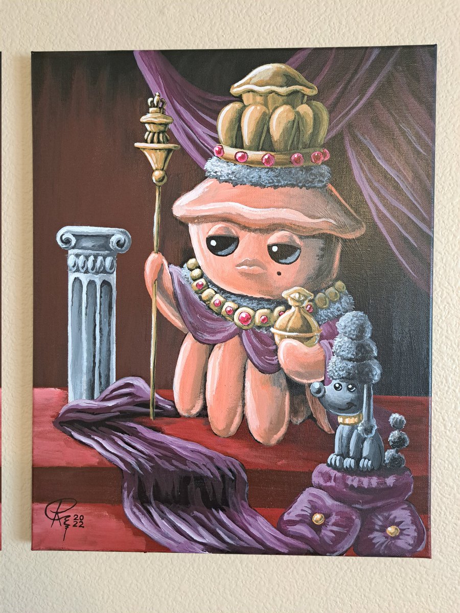 l3luel3lazer's tweet image. "A Tribute to His Majesty" has arrived!

Was fortunate to win the first ever @PielandNFT auction for this amazing portrait of the mysterious ruler of Pieland, painted w/ acrylic on canvas by @ryaneaid 

This royal octopie 🐙 🥧 provides just the gravitas my home office needed!