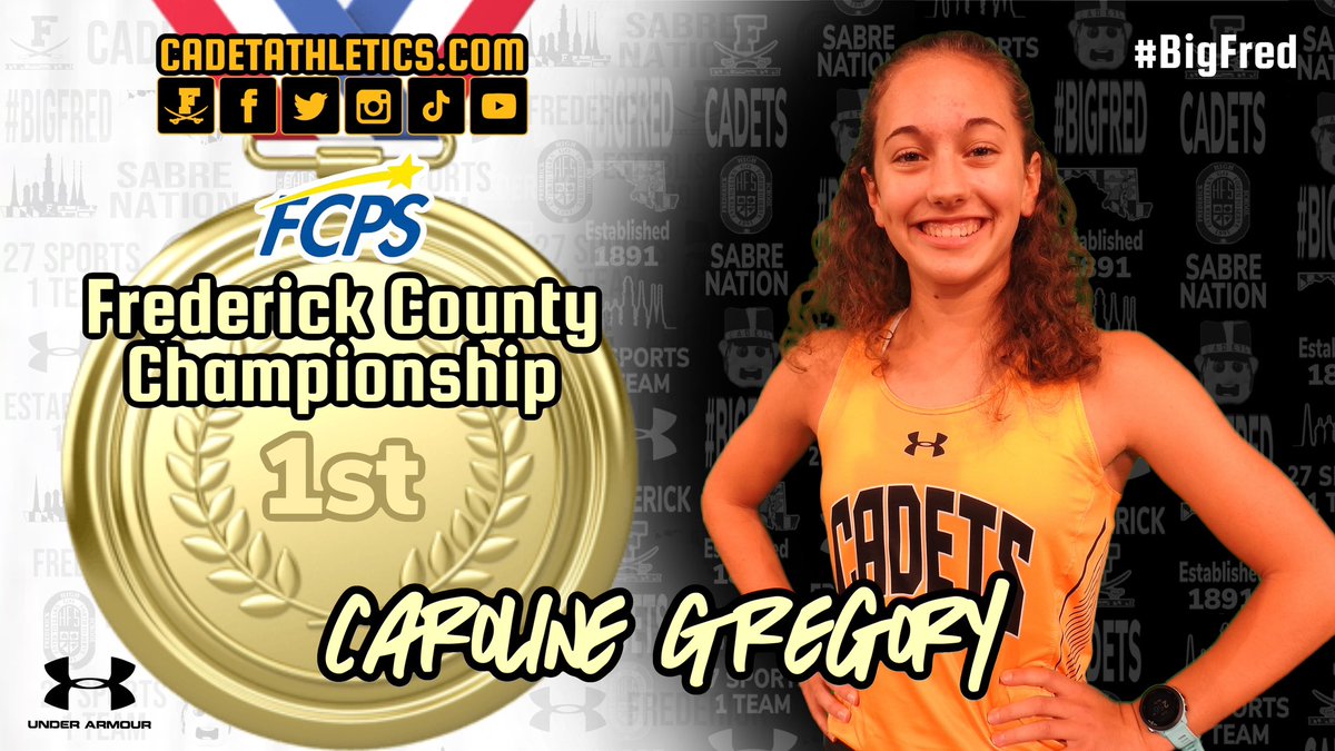 ⚡️Cadetathletics.com News Flash⚡️
🥇HARDWARE ALERT🥇
Junior Caroline Gregory of <a href="/CadetXC_/">Frederick High XC</a> wins her third 🥇🥇🥇 straight FCPS Cross Country Championship in a time of 18:43 today at Middletown High School!

⚔️ | #BigFred