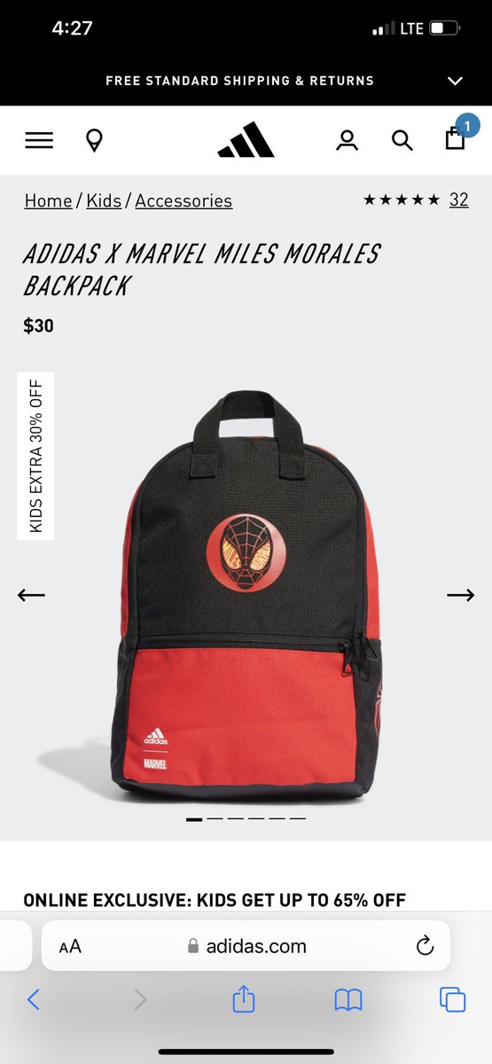 Amazing kids #SpiderMan backpack. Great Christmas gift, or just a gift in general. Enter #WINNING at checkout and save $9. See image below. Lots of great deals to be had for kids today. #Ad adidas.njih.net/c/2700102/2641…